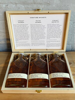 Kings County Distillery Signature Whiskey Trio - Straight Bourbon, Peated Bourbon & Empire Rye - Brooklyn (Three x 200ml Flask Gift Set in Wooden Box)