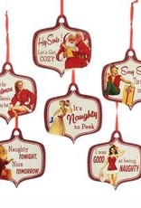 Wooden Naughty Xmas Pinup Ornament