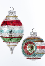 Striped Ball/Drop Nostalgic Ornaments 4 Pack