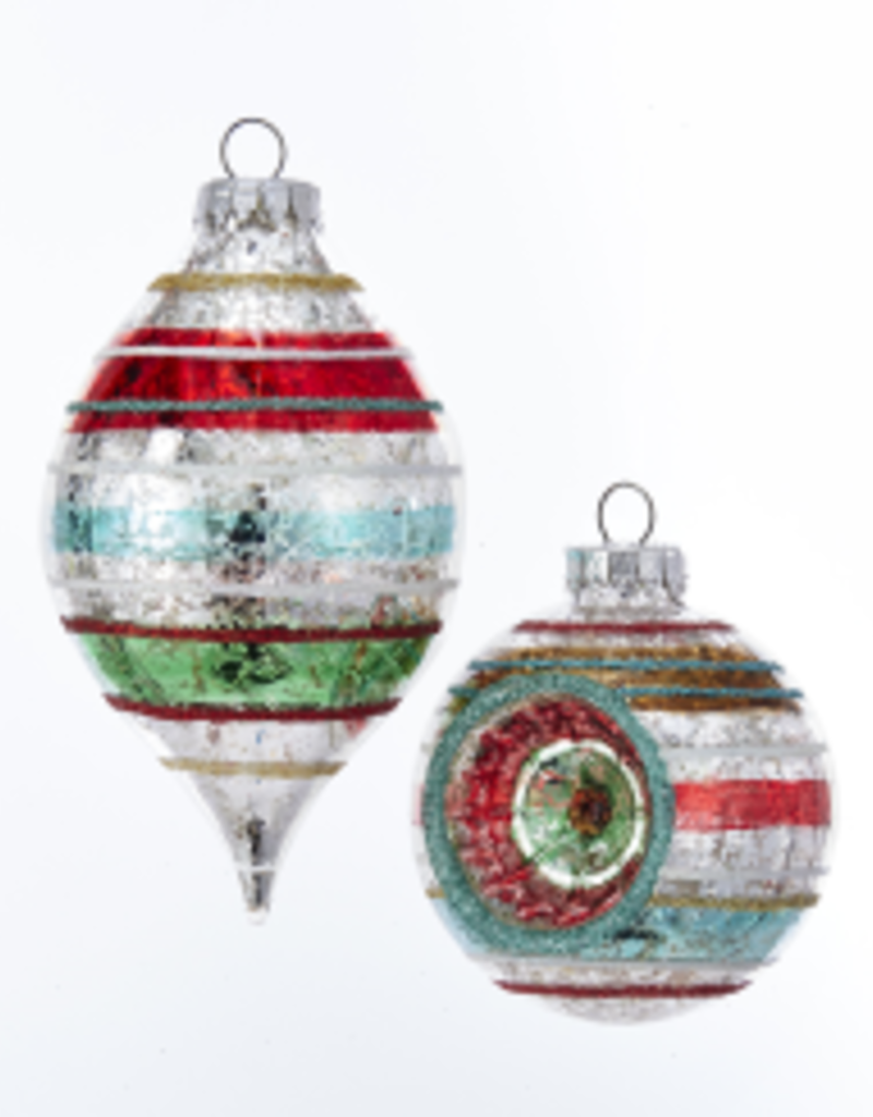 Striped Ball/Drop Nostalgic Ornaments 4 Pack