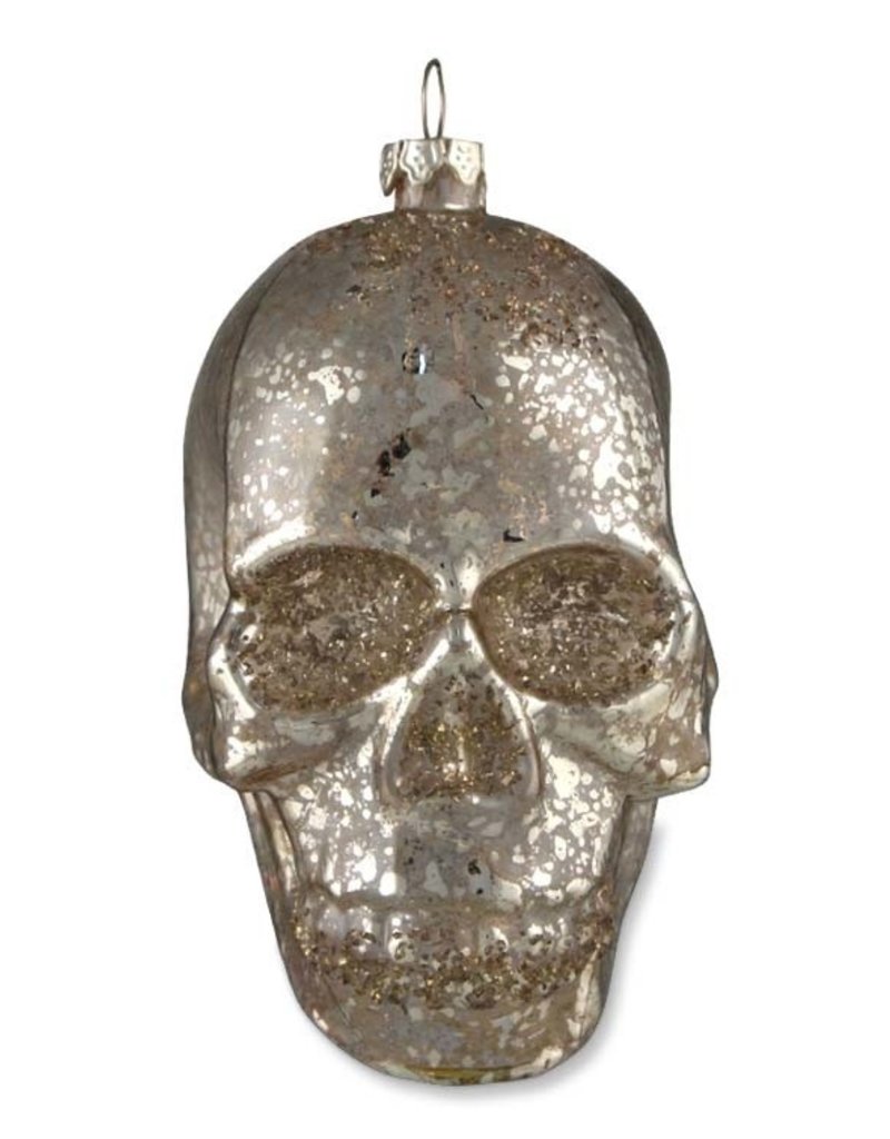 Mercury Glass Skull Ornament
