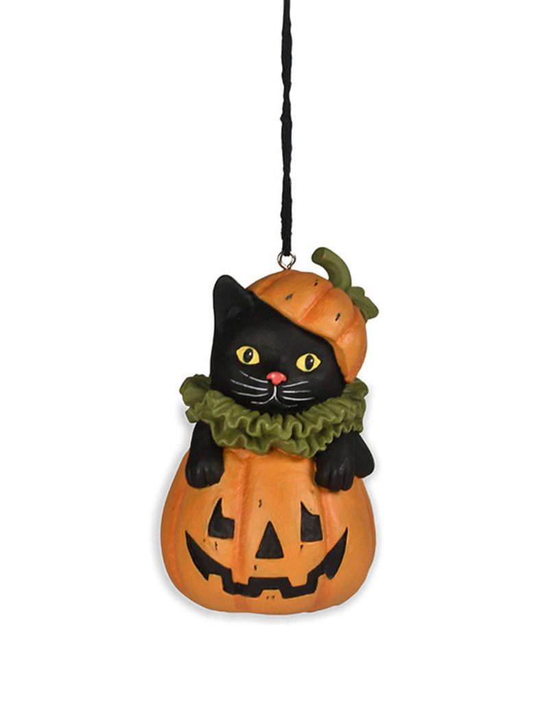 Black Cat in Jack o Lantern Ornament