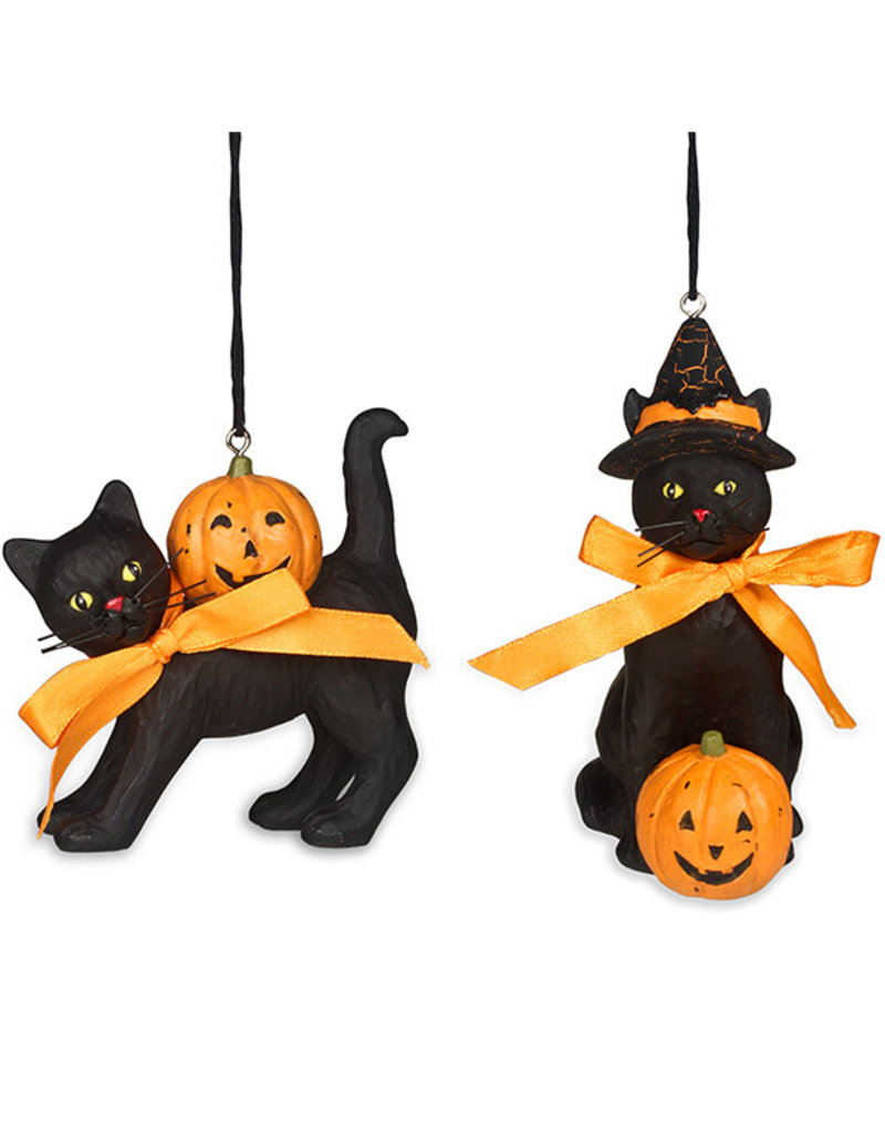 Black Cat w/ Pumpkin Ornament