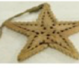 Hanging Carved Star w/ Jute Orn 8"