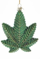4.25" Glass Cannabis Leaf Orn
