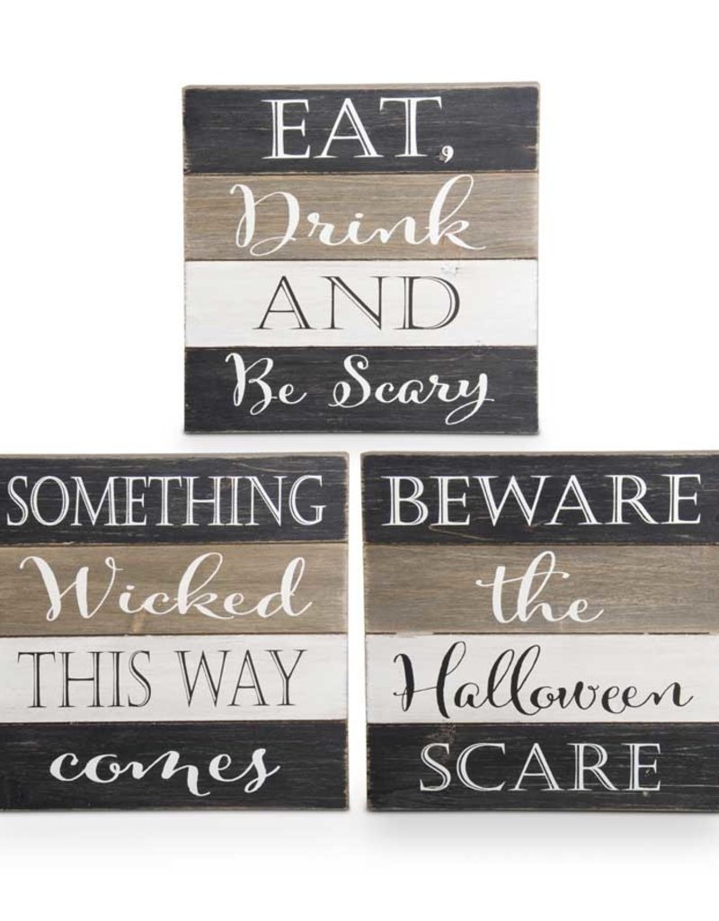Asst. wooden Halloween message signs