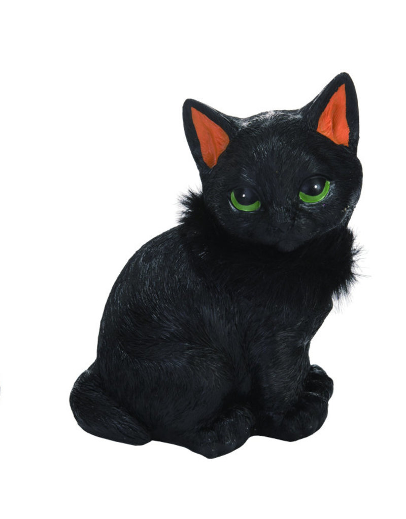 Resin Black Cat w/Feathers Figure (3 Asstd)
