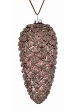 6" Glass Beaded Opaque Inecone Orn (Brown)