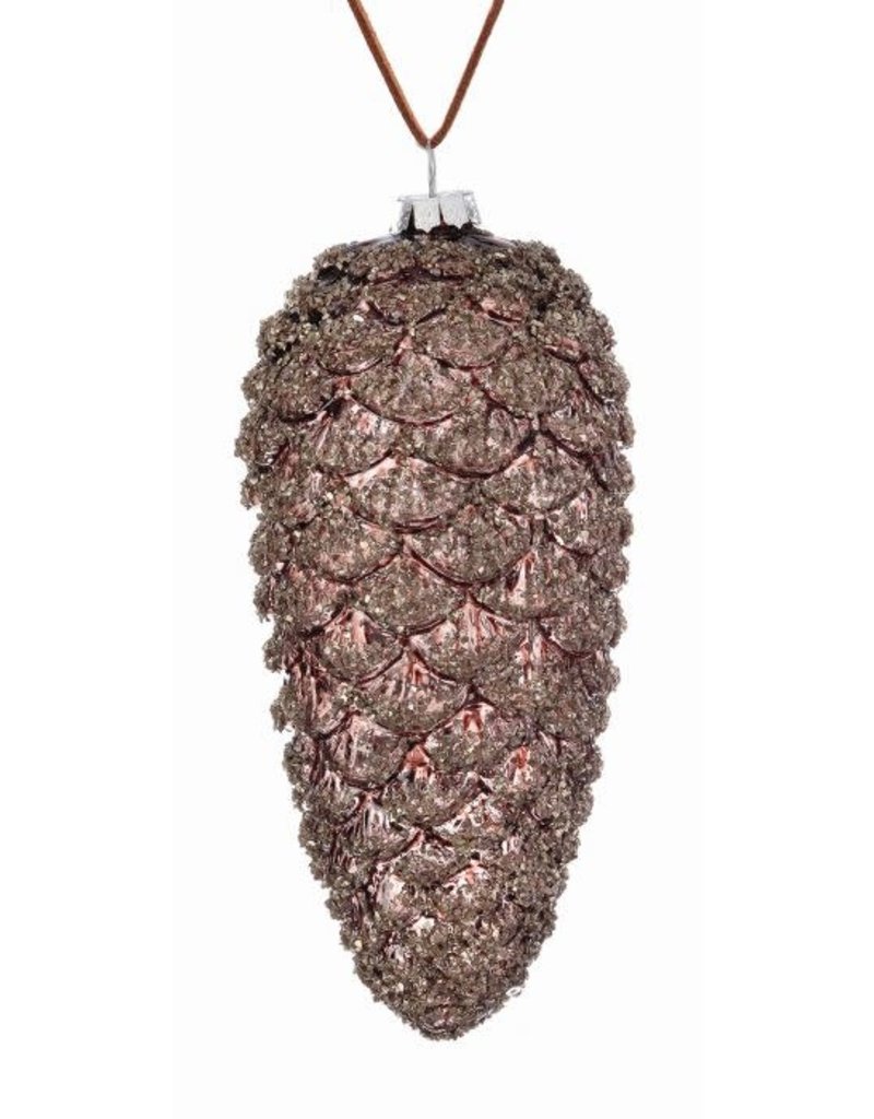 6" Glass Beaded Opaque Inecone Orn (Brown)