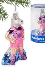 Lederhosen Unicorn Glass Ornament