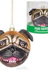 Pug Head Glass Ornament