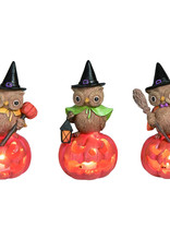 Transpac Res Light Up Halloween Owl 3 Asst