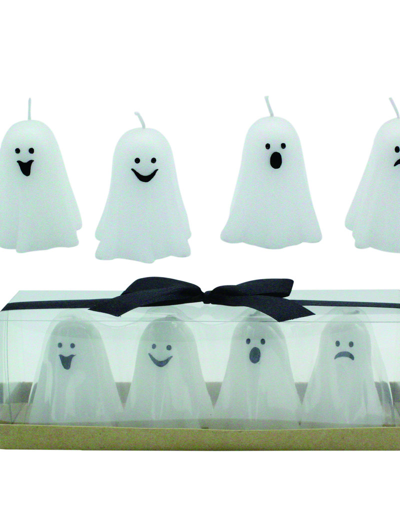 Transpac Wax Ghost Candles In Box S/4