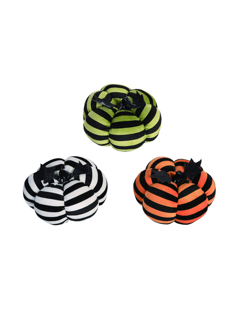 Transpac Plush Black Striped Pumpkin 3 Asst