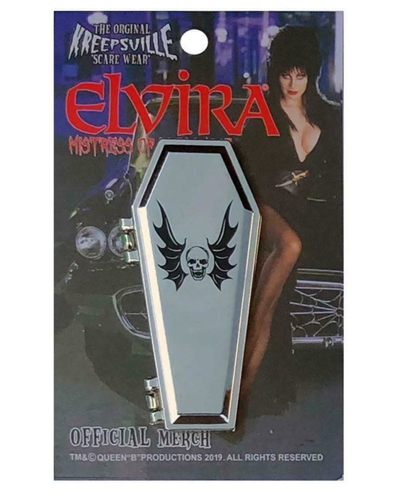 Elvira Open Coffin Red Enamel Pin