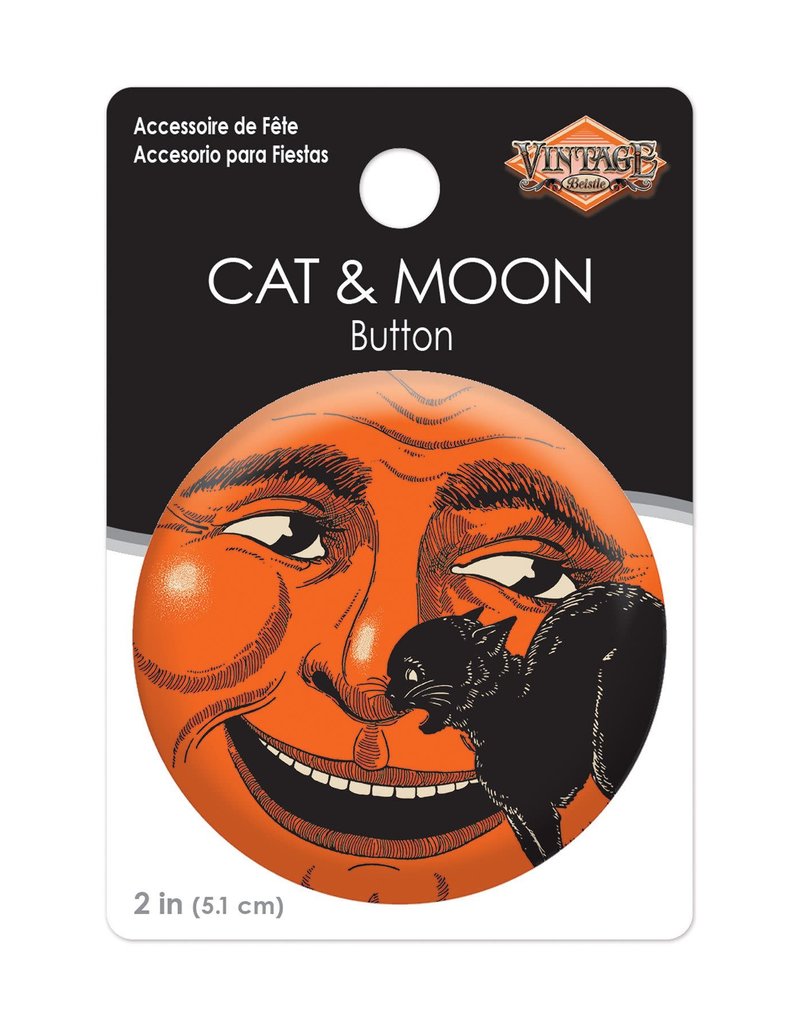 Vintage Halloween Cat & Moon Button