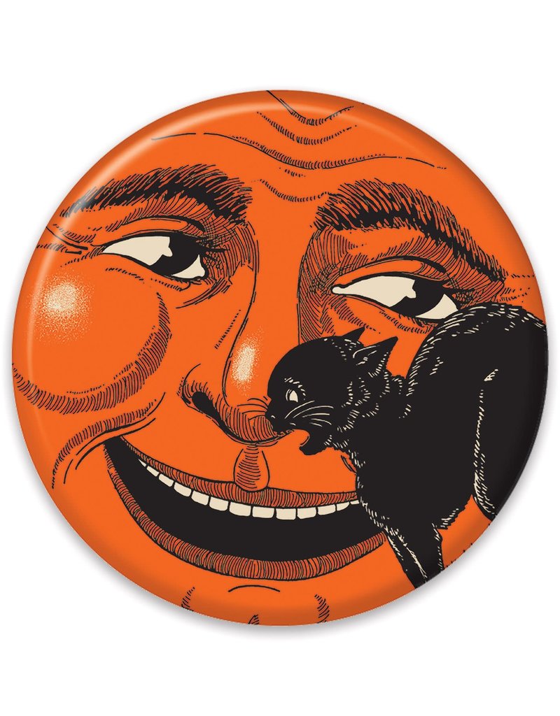 Vintage Halloween Cat & Moon Button