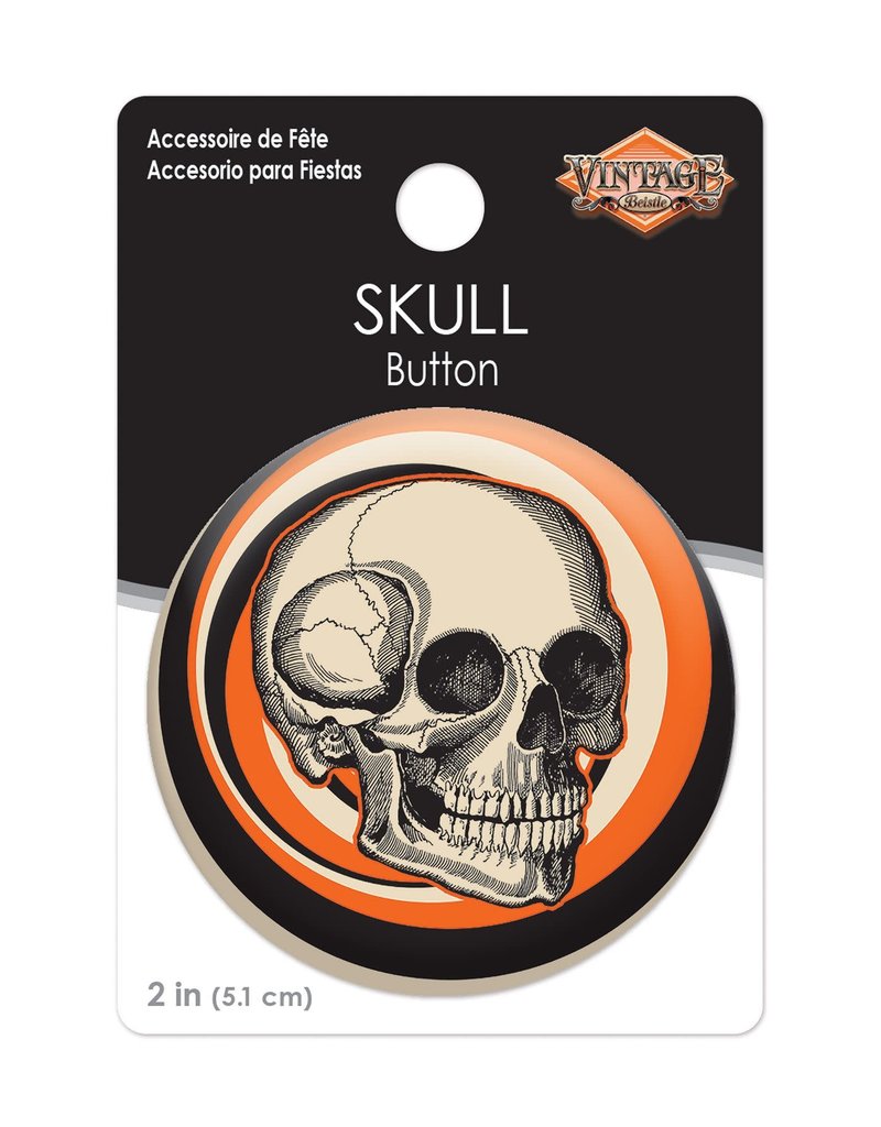 Vintage Halloween Skull Button