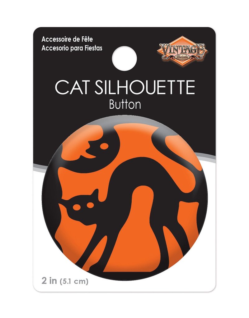 Vintage Halloween Cat Silhouette Button