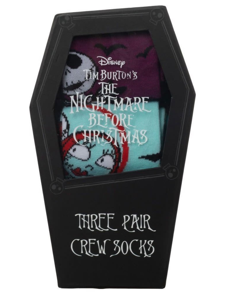 Nightmare Before Christmas Crew Sock 3-Pack Coffin Box Set