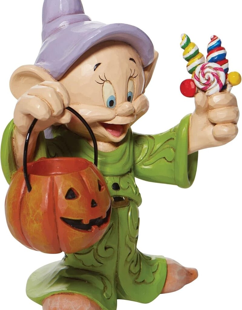 Traditions by Jim Shore Snow White and The Seven Dwarfs Dopey with Halloween Pumpkin Figurine