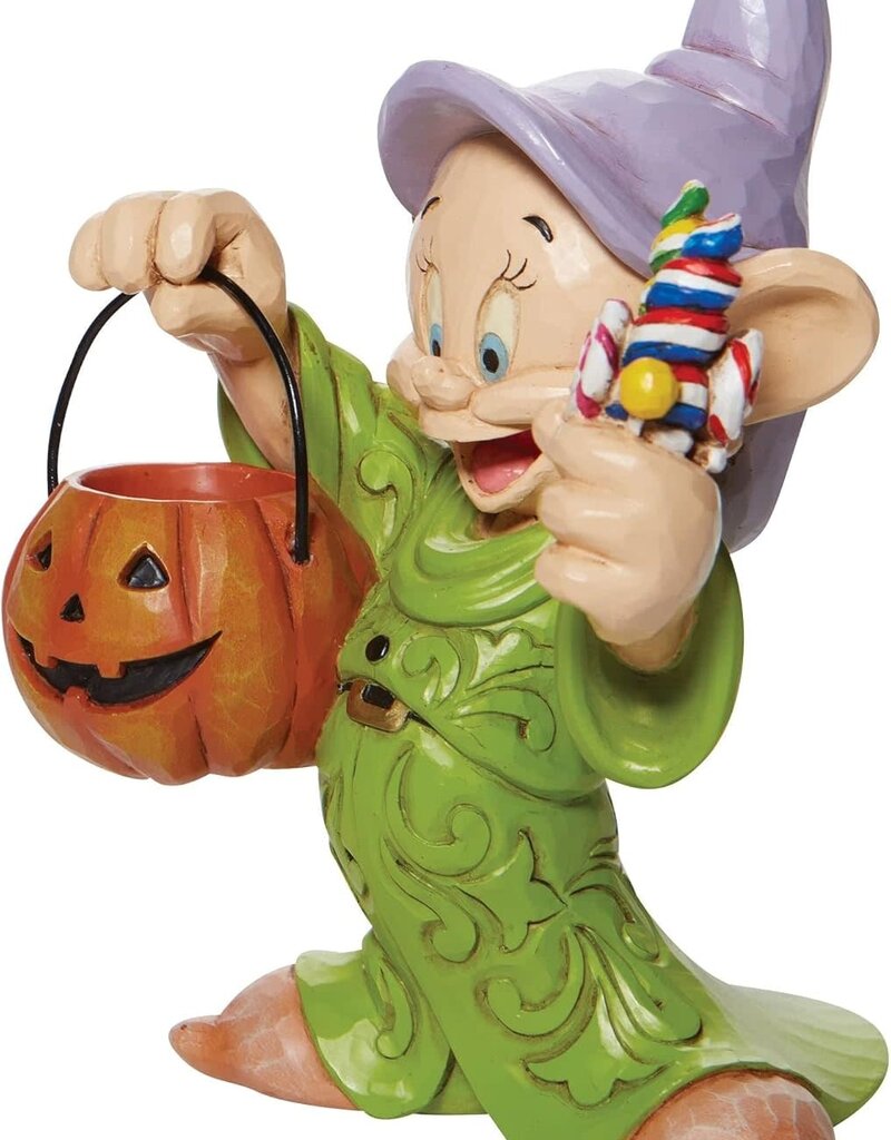 Traditions by Jim Shore Snow White and The Seven Dwarfs Dopey with Halloween Pumpkin Figurine