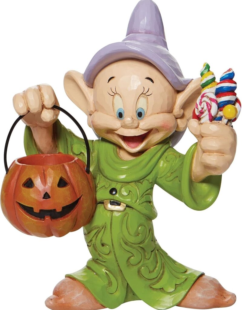 Traditions by Jim Shore Snow White and The Seven Dwarfs Dopey with Halloween Pumpkin Figurine
