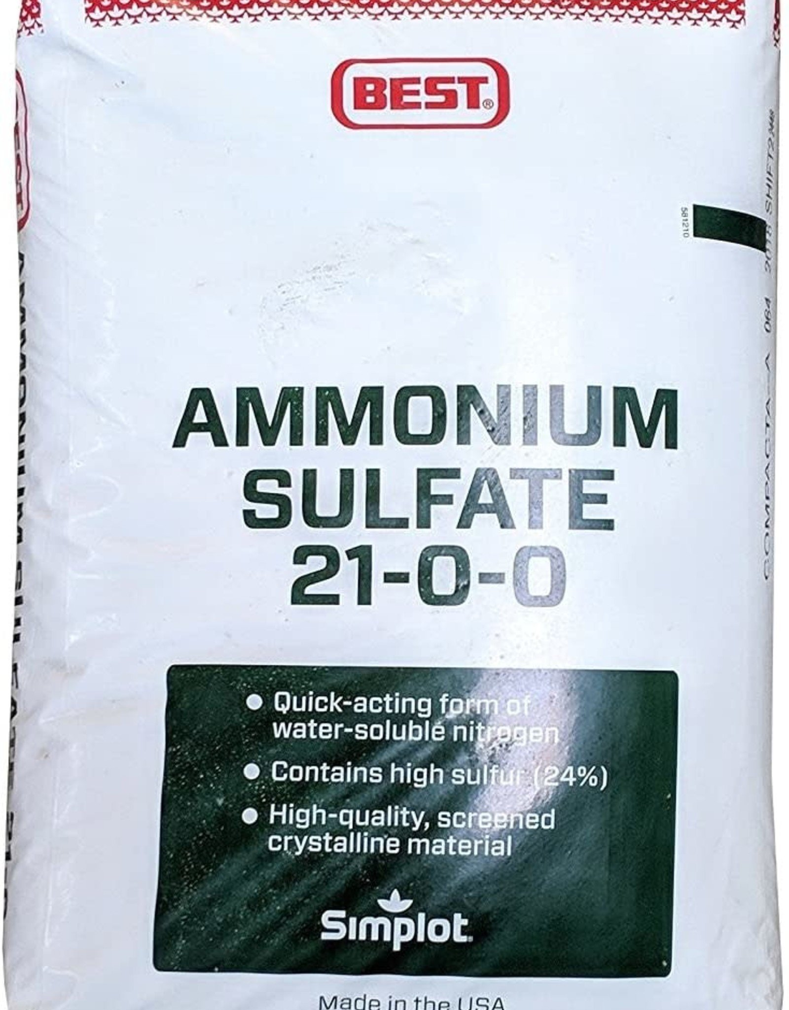 Ammonia Sulfate Fertilizer, APF/NA 21-0-0, SZ. 40 lb. Bag