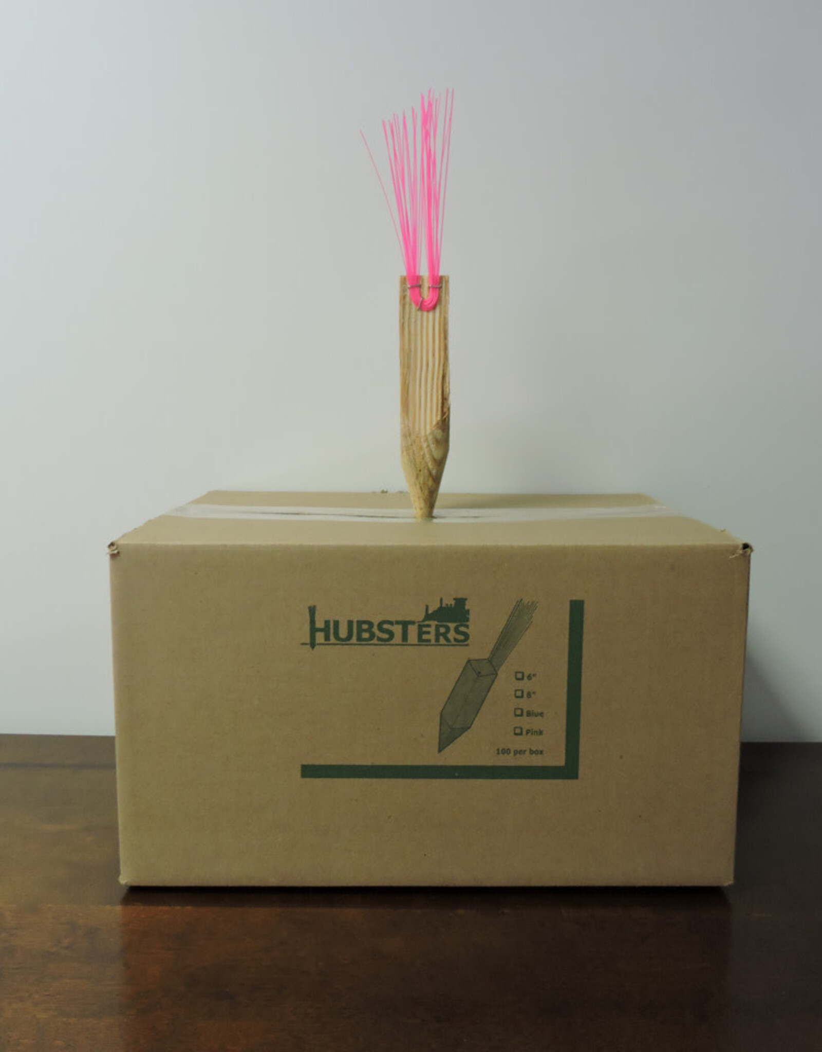 Hubster Stakes with Pink Whiskers, SZ. - 2" x 2" x 6" - 100 per box