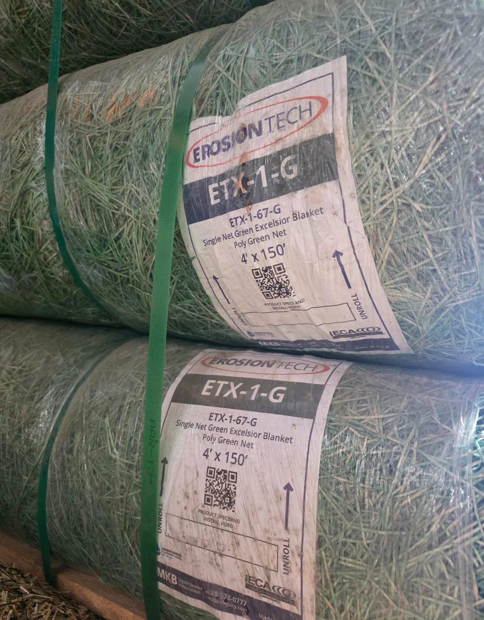 ETX-1-G Green Excelsior Blanket, Single Net Green Poly, SZ. 4' x 150'