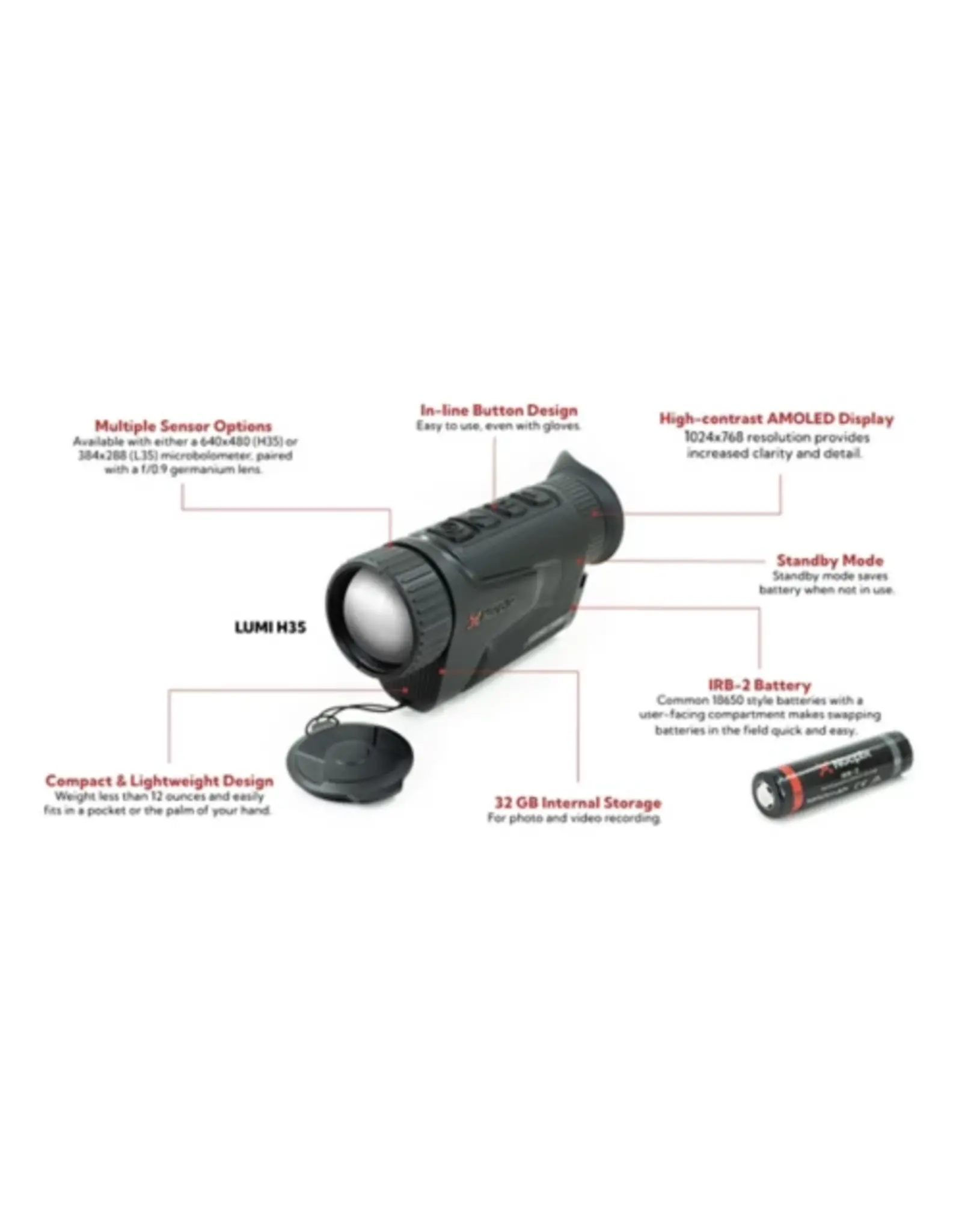 Nocpix Nocpix LUMI H35 Compact Thermal Monocular 2.5X 640x512 35 mm