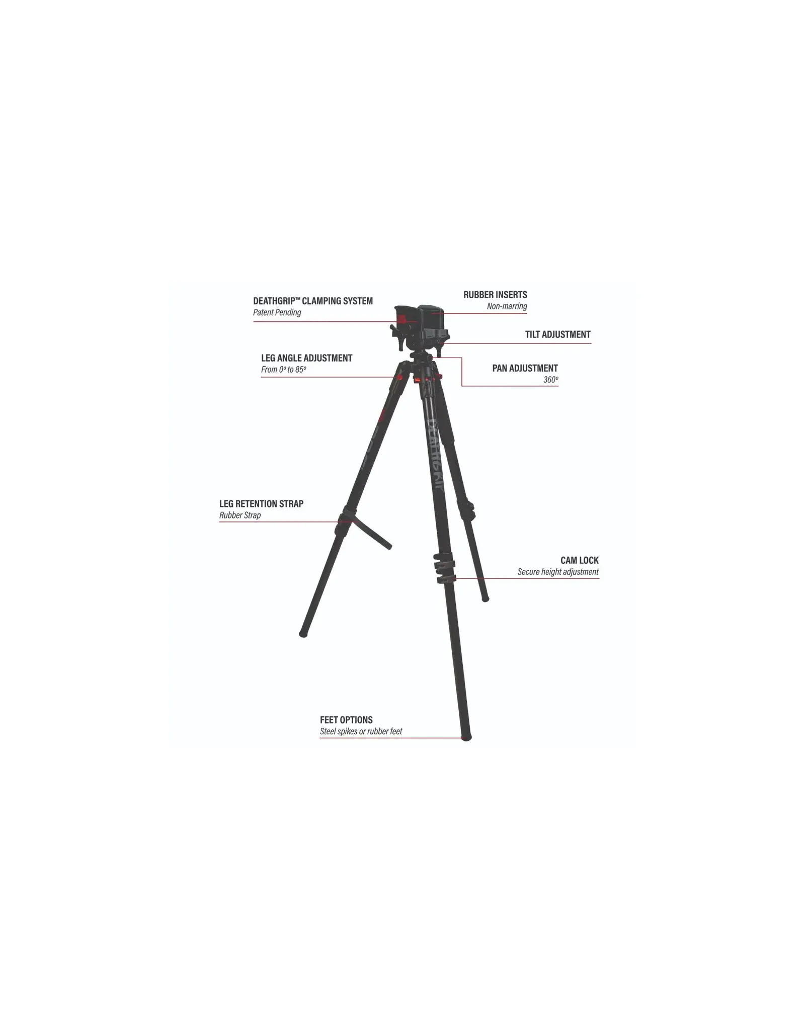 Bog Bog Black Aluminum DeathGrip Tripod 7"-59"