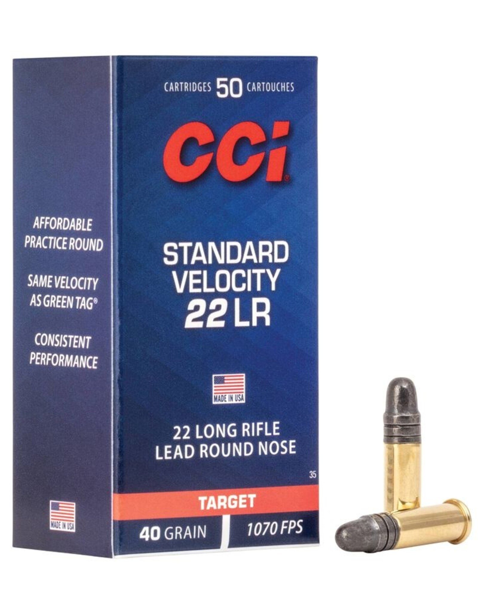 CCI CCI Standard Velocity, 22 LR, 40 Grain, Lead Round Nose, 1070 fps