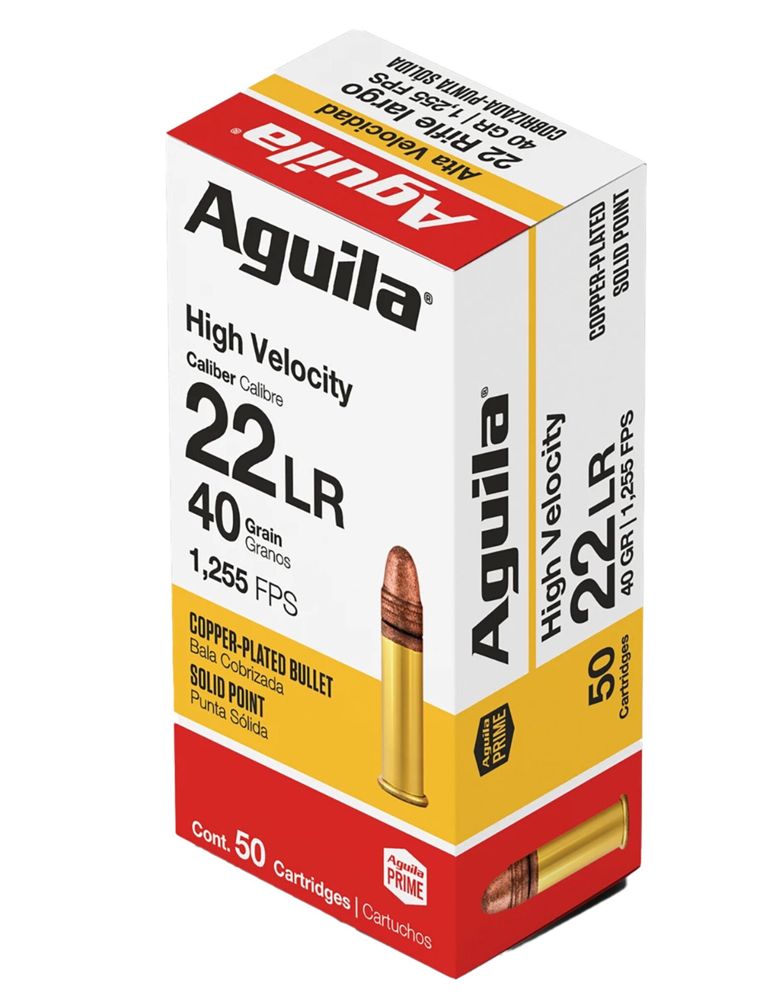 Aguila Aguila Super Extra High Velocity 22LR Ammo 40 Grain Plated Round Nose, 50 Rounds