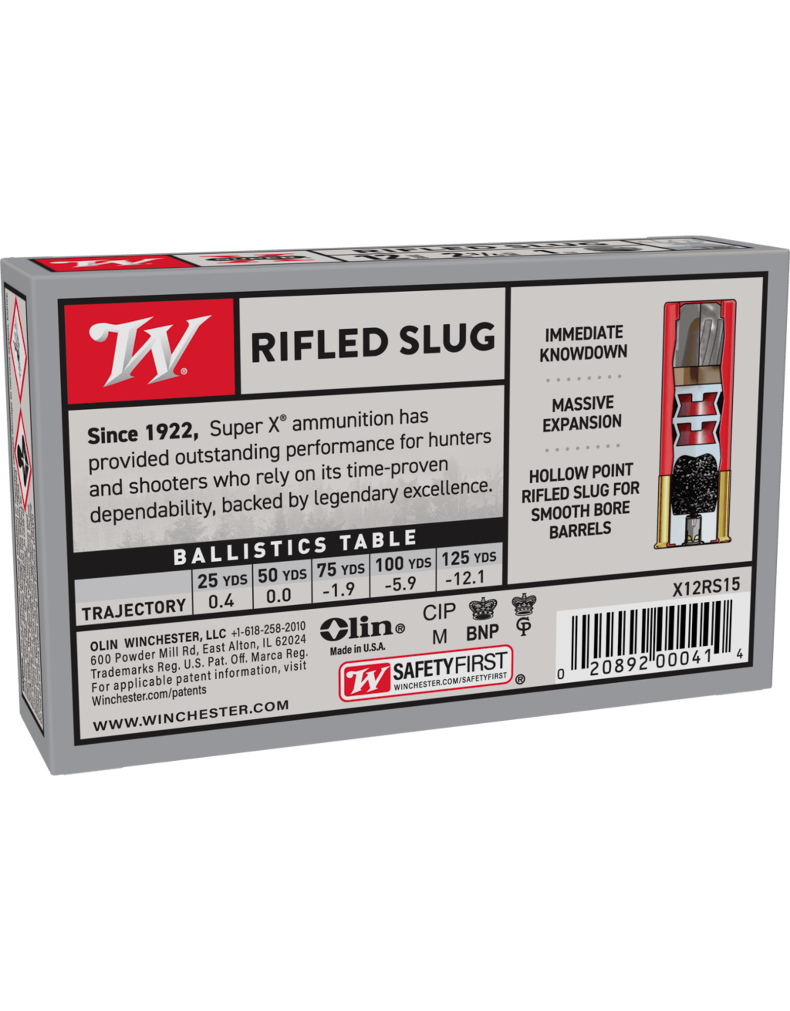 Winchester Winchester Super-X Rifled Slug Shotshell - 12 Gauge - 1600 fps - 2.75"