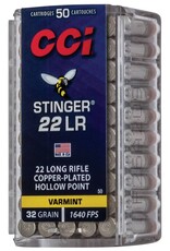 CCI CCI Stinger, 22 LR, 32 Grain, Copper Plated Hollow Point, 1640 fps