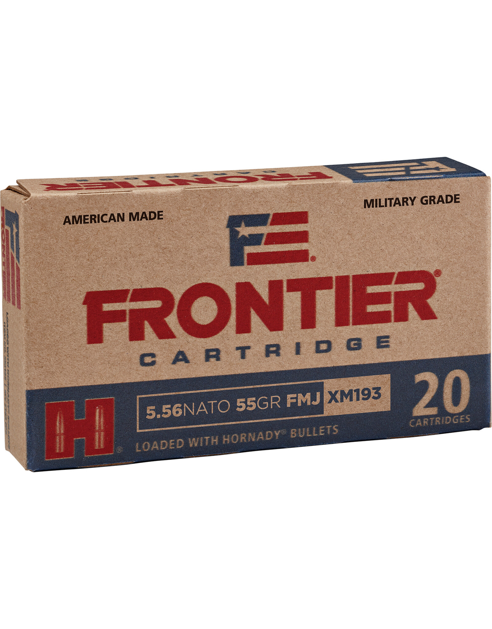 Frontier Frontier Cartridge Military Grade 5.56x45mm NATO Ammo 55 Grain Hornady Full Metal Jacket