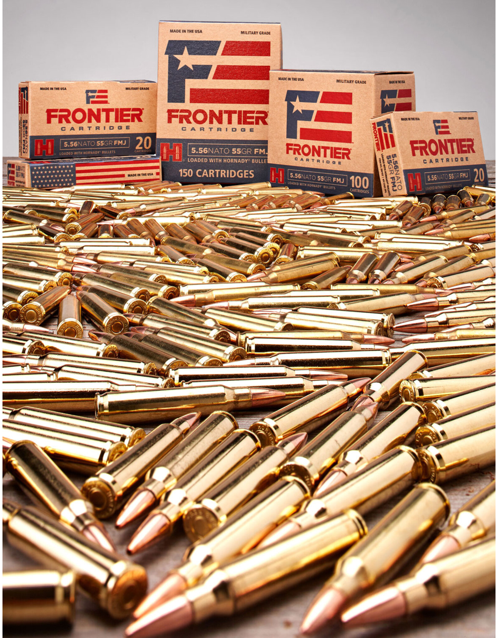 Frontier Frontier Cartridge Military Grade 5.56x45mm NATO Ammo 55 Grain Hornady Full Metal Jacket
