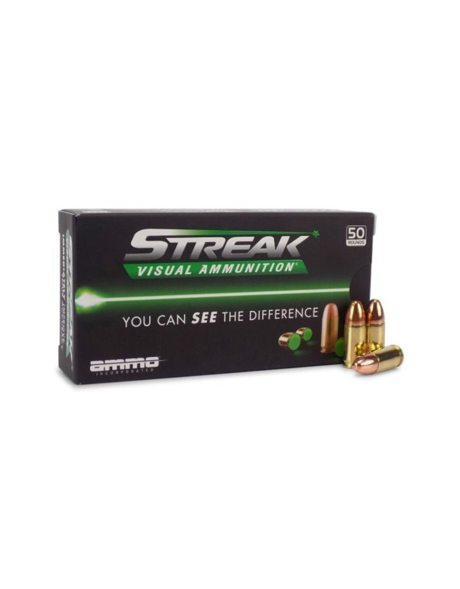 Ammo Inc. Ammo Inc Streak Green 9mm Luger 124gr TMC Centerfire Handgun Ammo - 50 Rounds