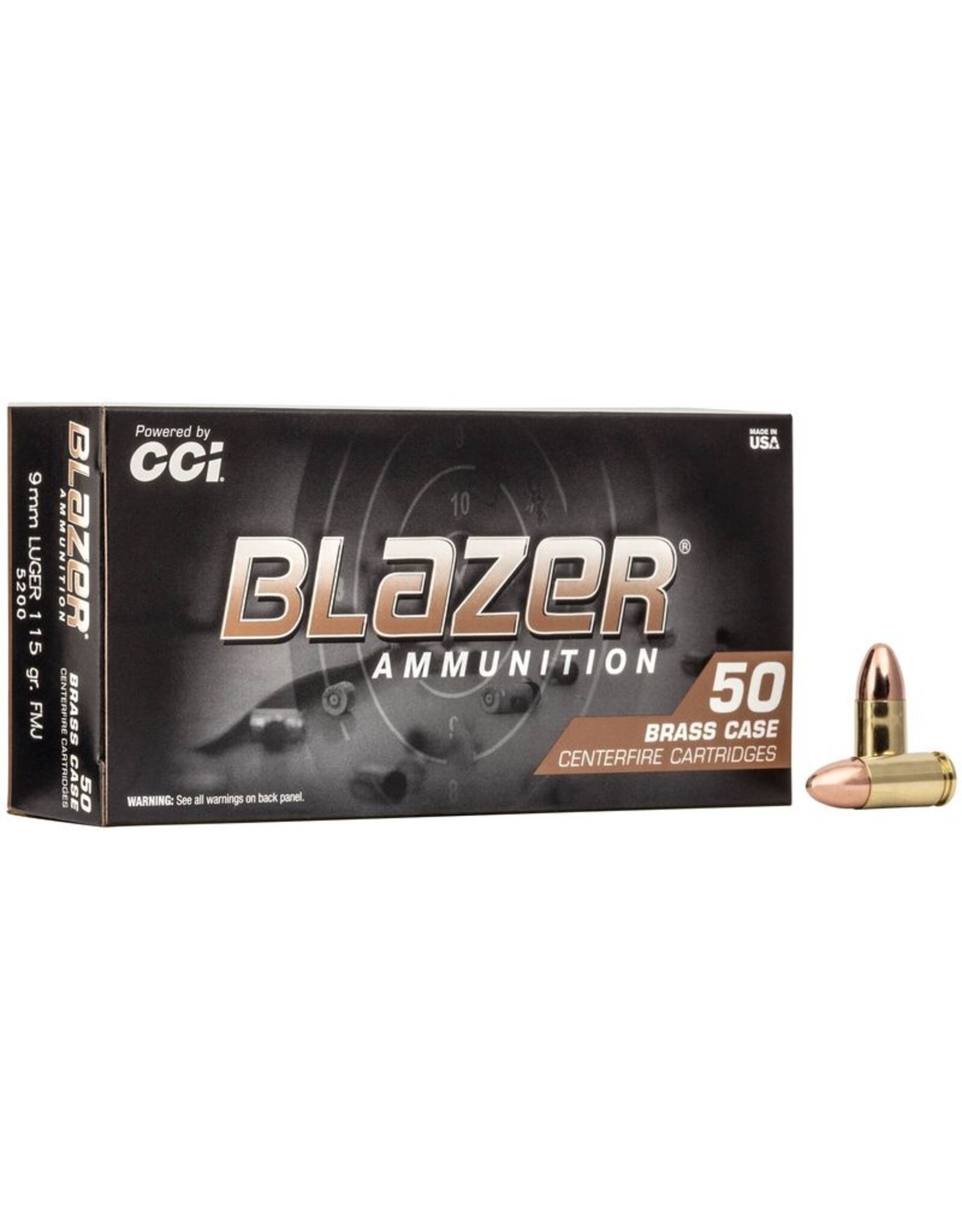 Blazer CCI Blazer Brass 9mm 115 Grain FMJ 50 Rounds 5200