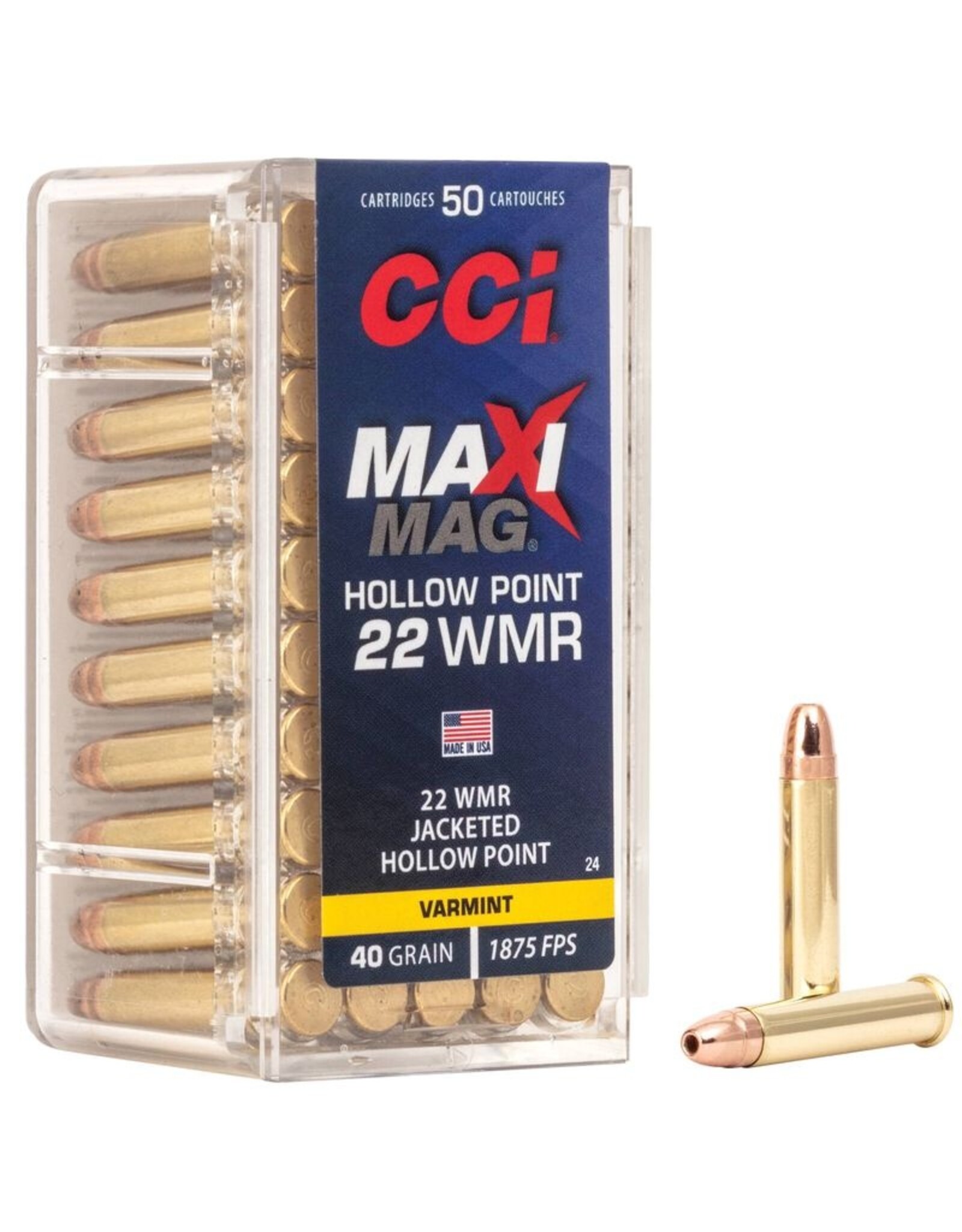 CCI CCI Maxi-Mag JHP 22WMR 40 Grain 50 Rounds
