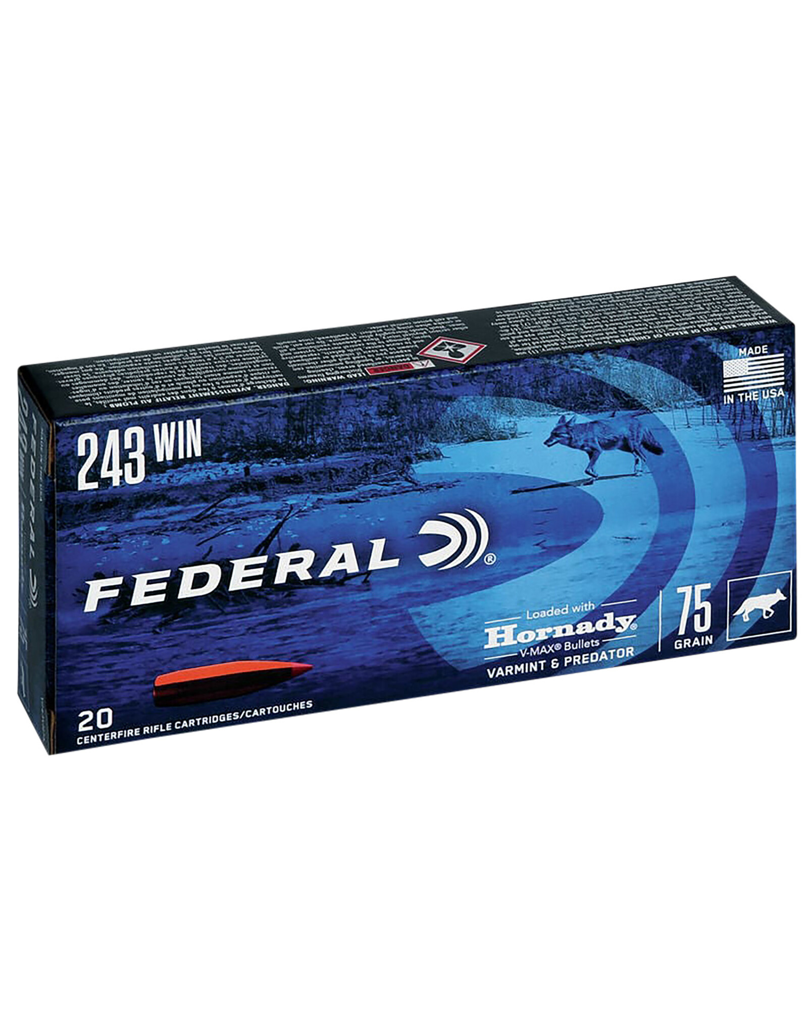 Federal Federal 243Win V-MAX 75 Grain 20 Rounds V243VM75