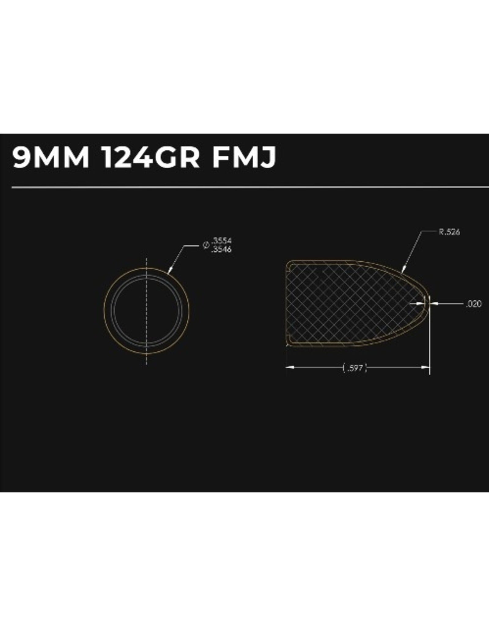 Rock Manufacturing Rock Manufacturing 9mm 124gr FMJ .355" 500 Count
