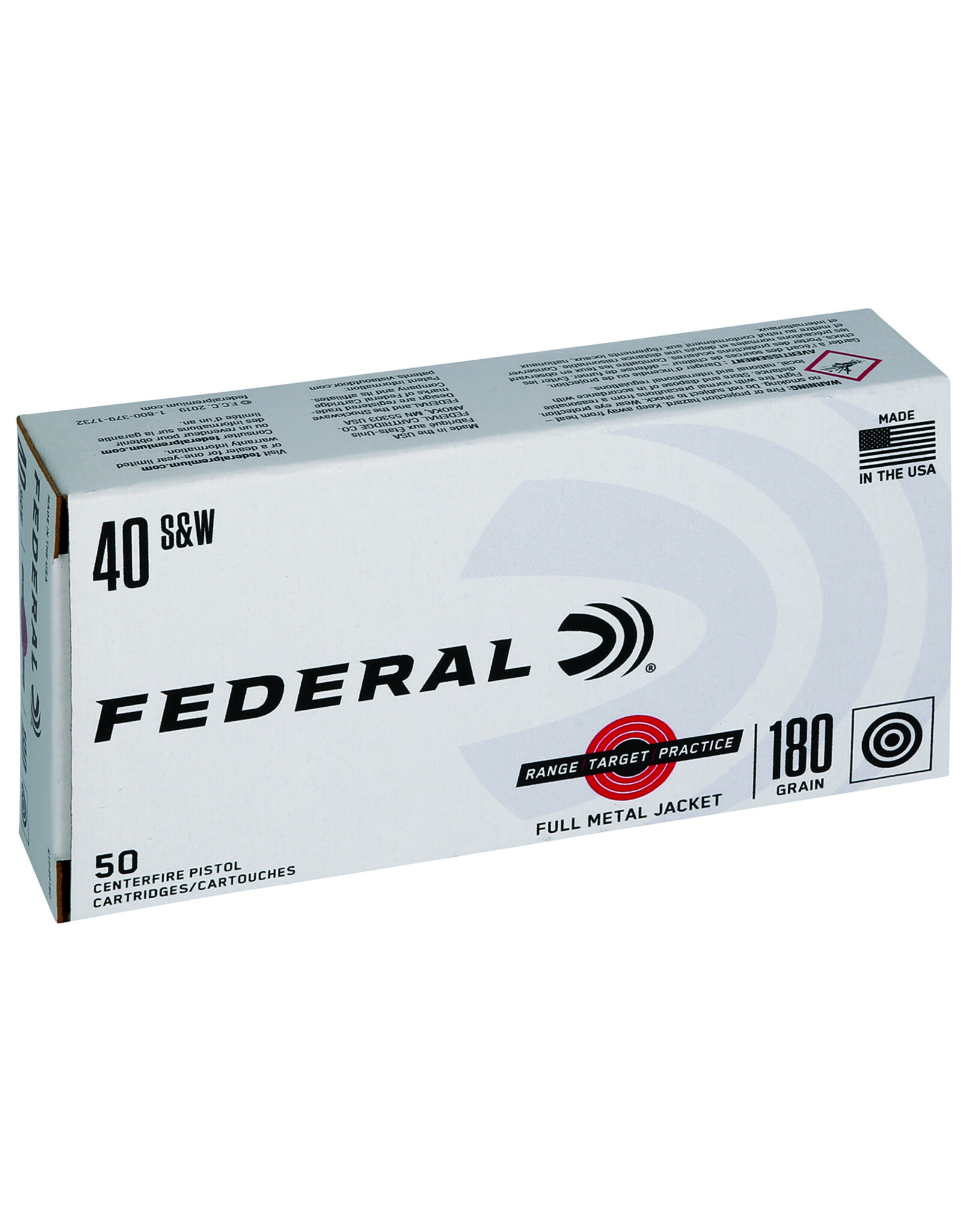 Federal Federal Range & Target 40 S&W 180 Grain 50 Rounds RTP40180