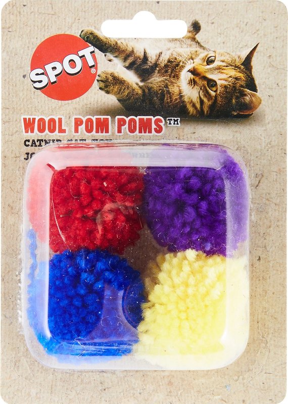 Ethical Spot Wool Pom Poms with Catnip 4pk