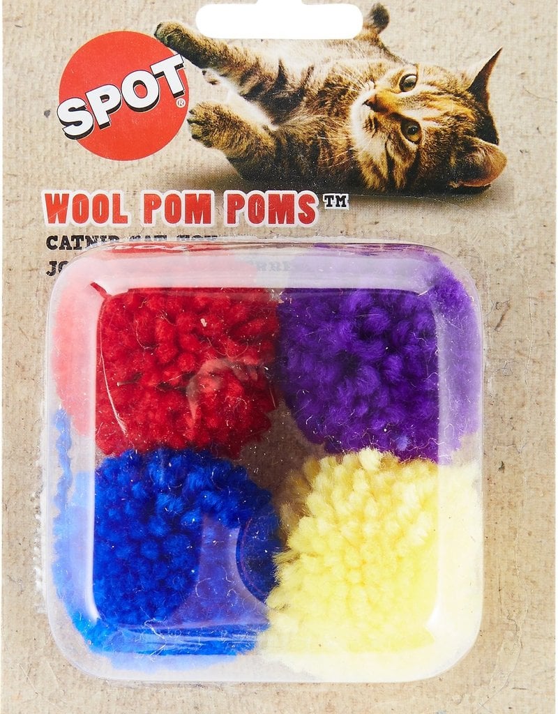 Ethical Spot Wool Pom Poms with Catnip 4pk