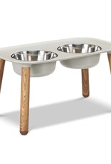Messy Mutts Messy Mutts Elevated Double Feeder Light Grey