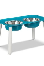 Messy Mutts Messy Mutts Elevated Double Feeder Blue