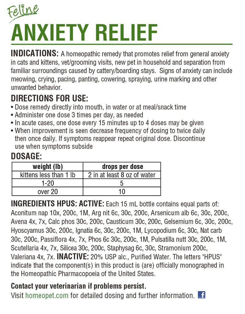 Homeopet HomeoPet Anxiety Relief  - Feline 15ml