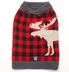 Petrageous Designs Jackson Buffalo Check Moose Sweater, Red/Black Medium